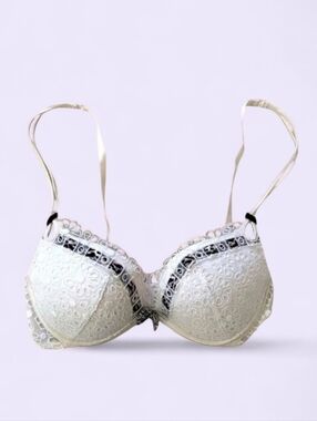 Victoria's Secret Sexy Little Things White Lace Padded Push Up Bra Sz 34C